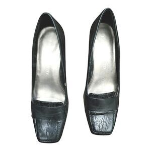 Franco Sarto Women's sz 6M Square Toe Black Leather Heeled Pumps Slip On heels